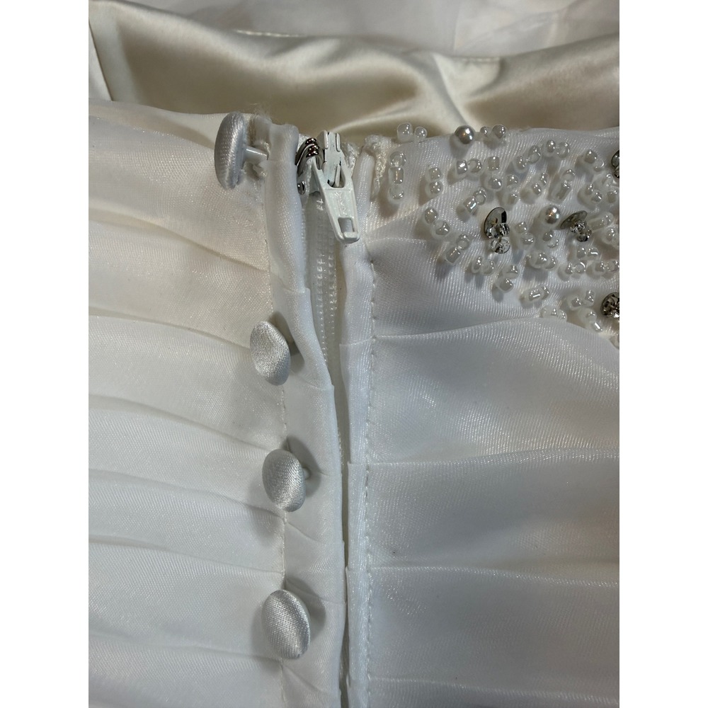 Organza Wedding Gown Women Size 4 White Beaded Ruffle Mermaid Strapless - Picture 13 of 16